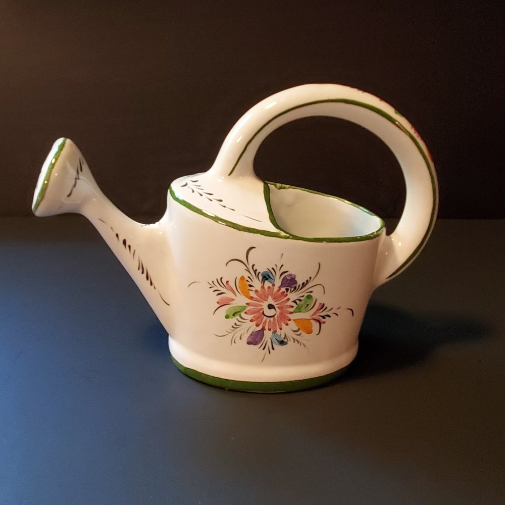 Ceramic Flowered Watering Can Handpainted